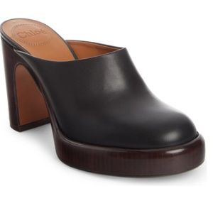 NIB $750 CHLOÉ Irenn Platform Mule in Black Leather - size 9 US /39 EU!